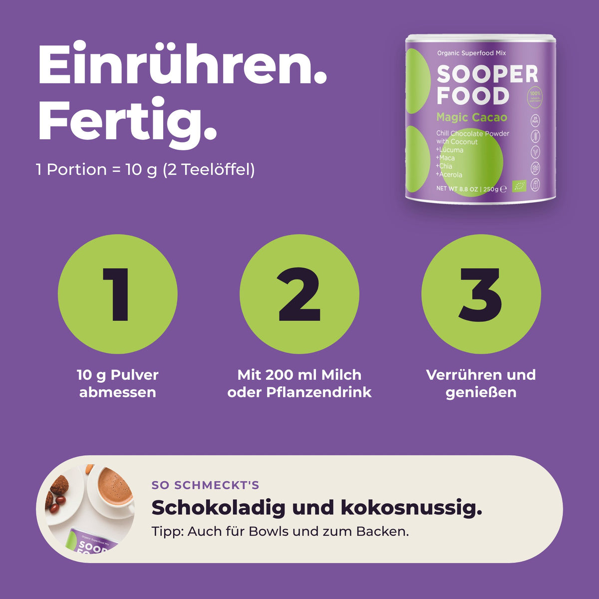 Magic Cacao Kokosnuss - Anwendung